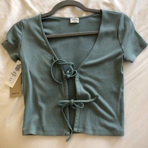 Aritzia Cropped Tie-front t-shirt - Greenish Blue